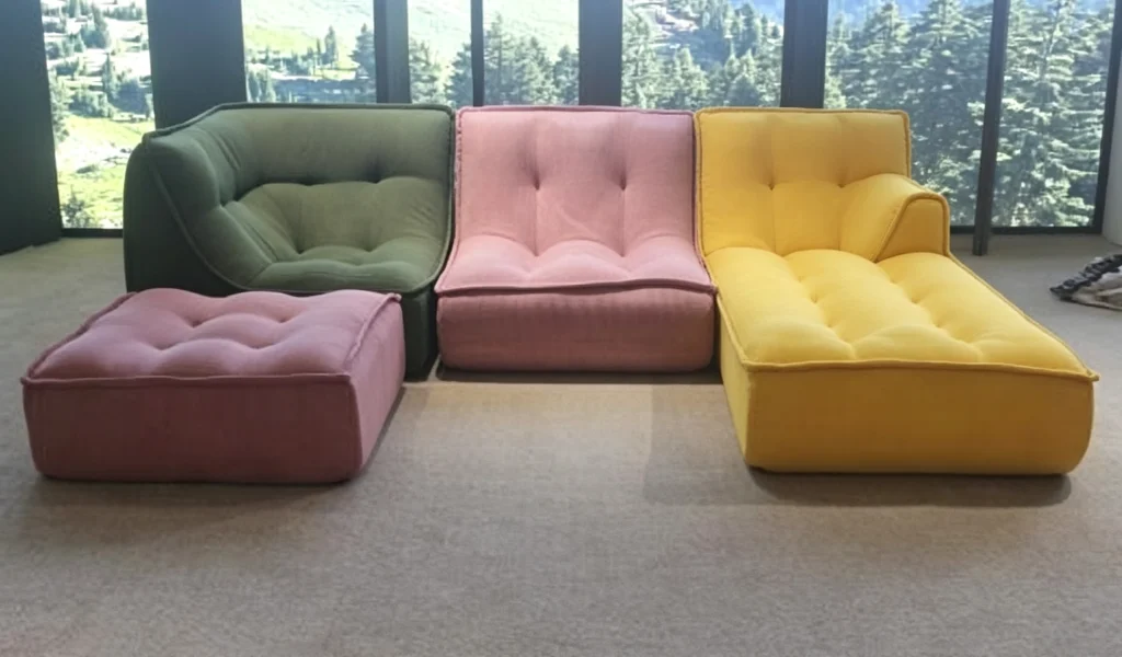 Multi Color Modular Floor Sofa, Detachable Sectional Sofa with Ottoman
